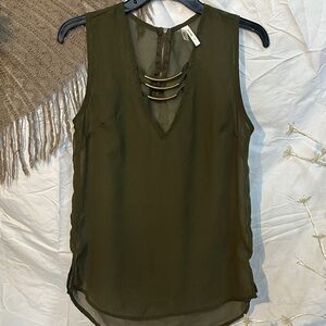 Live 4 Truth Olive Green V-Neck Sleeveless Top with Gold Bars